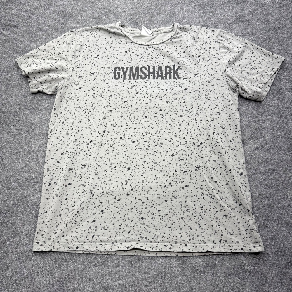 Gymshark Mens Grey Black Speckle Logo T-Shirt Short Sleeve Size M GMST5808